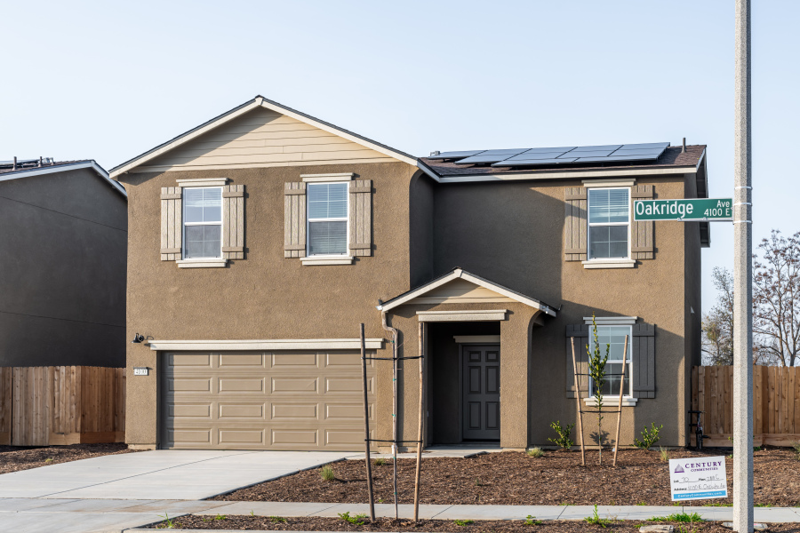 A house with a garage.