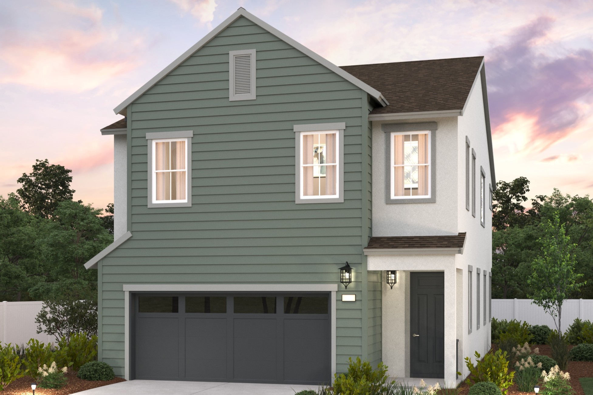 A house with a garage.