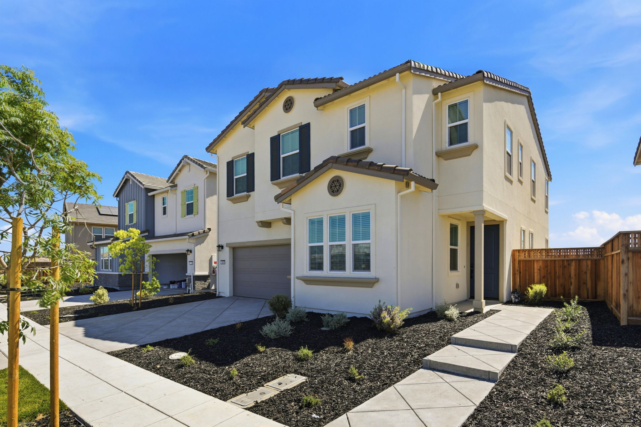 A house with a driveway.