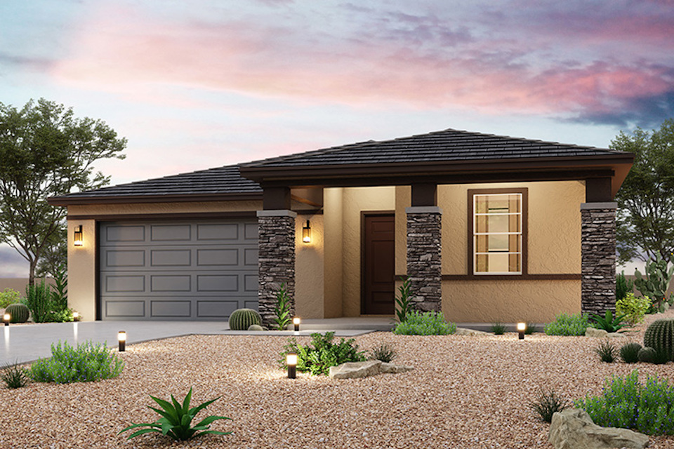 A house with a garage.
