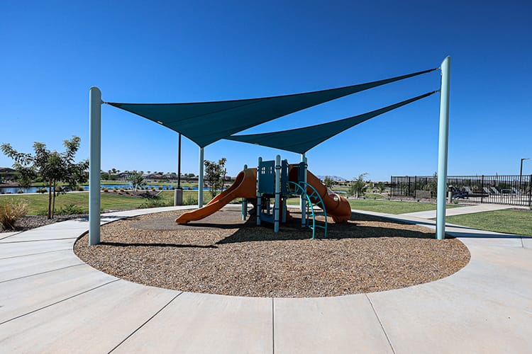 A playground with a slide.
