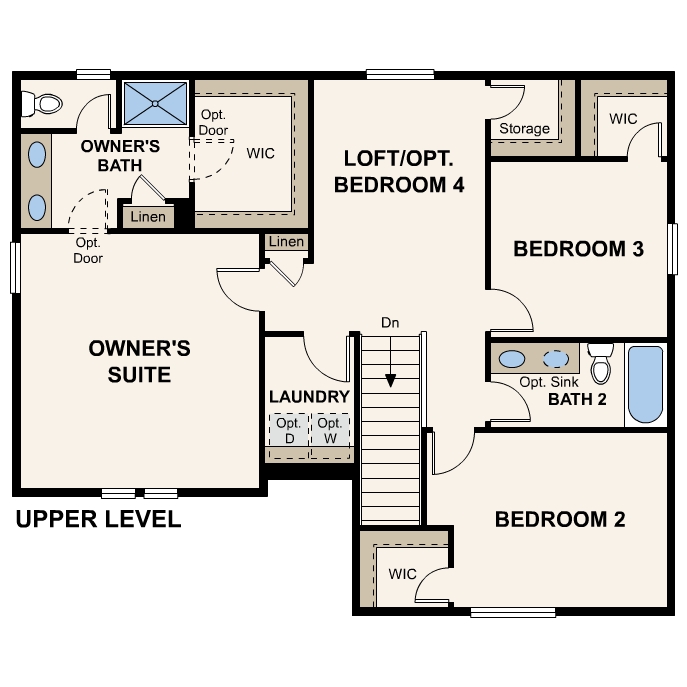 Diagram, engineering drawing. Ontario Floorplan, Upper Level