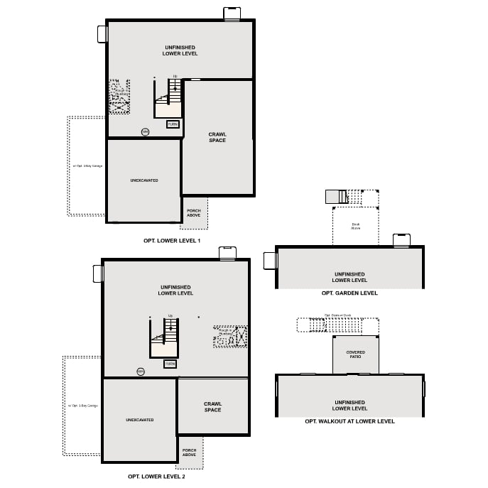 Diagram, engineering drawing. Tahoe Floorplan, Basement Options