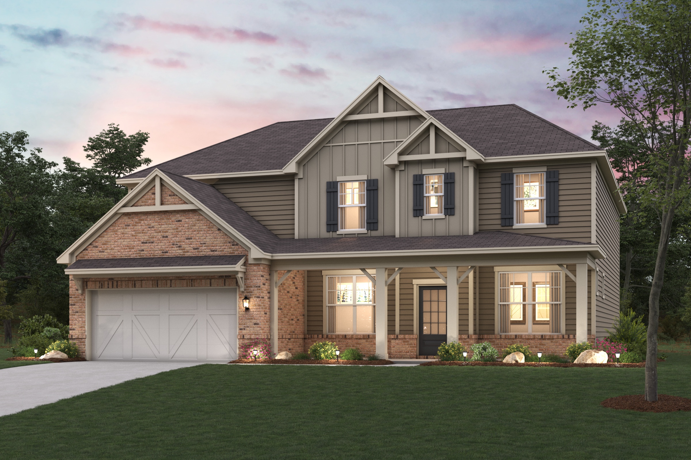 A house with a large front yard.