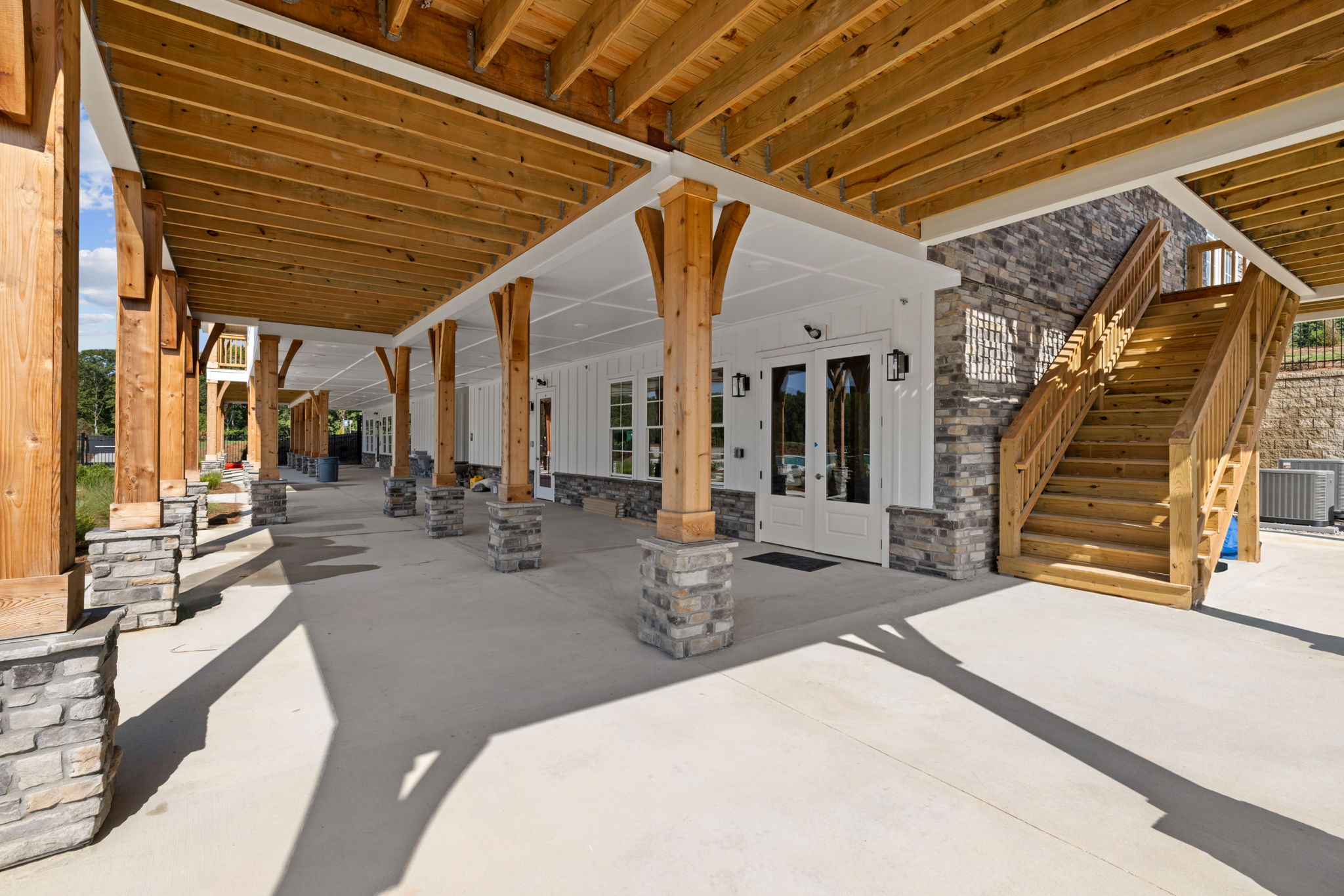 A building with pillars and stairs.
