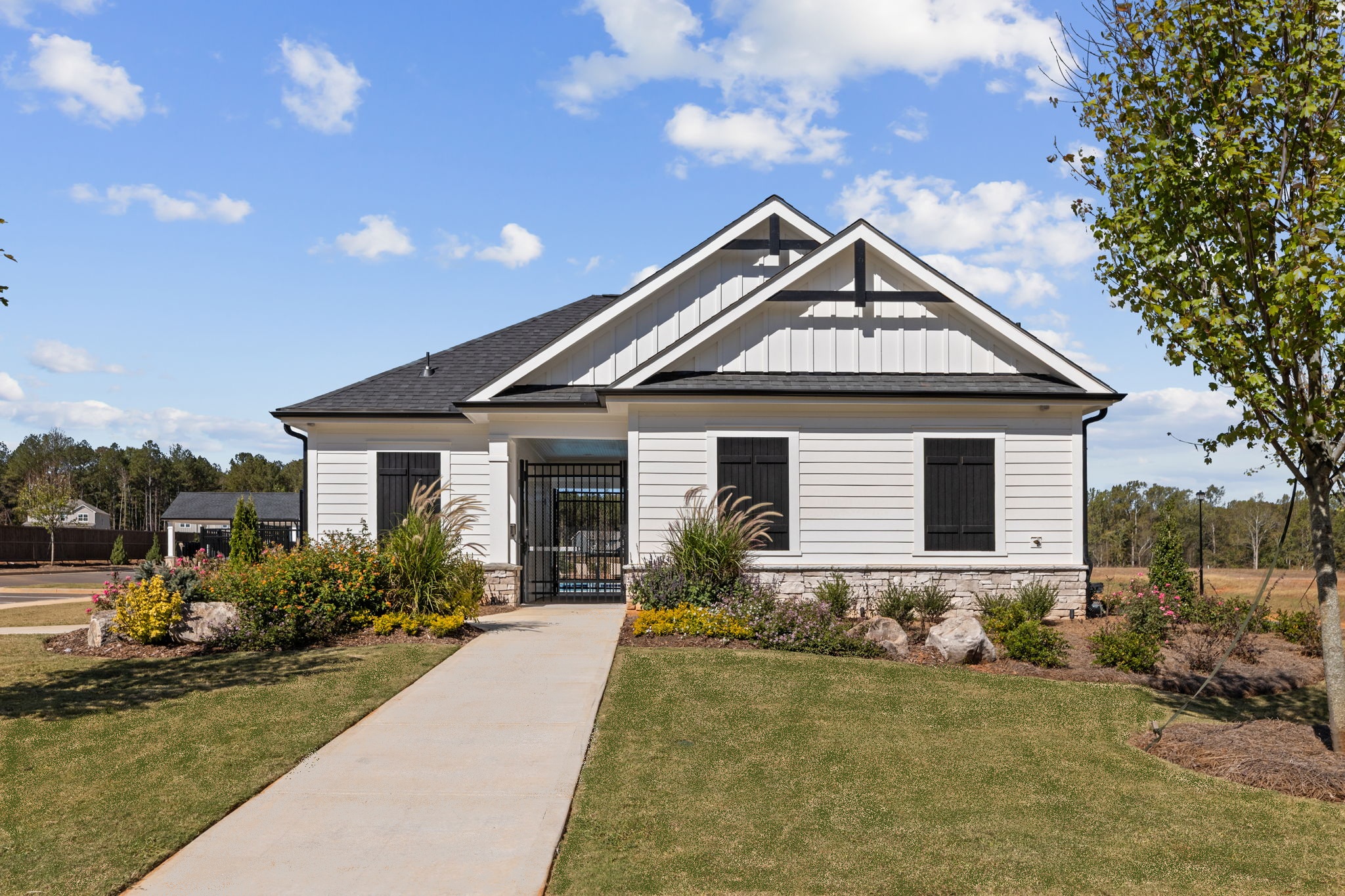 A house with a driveway.