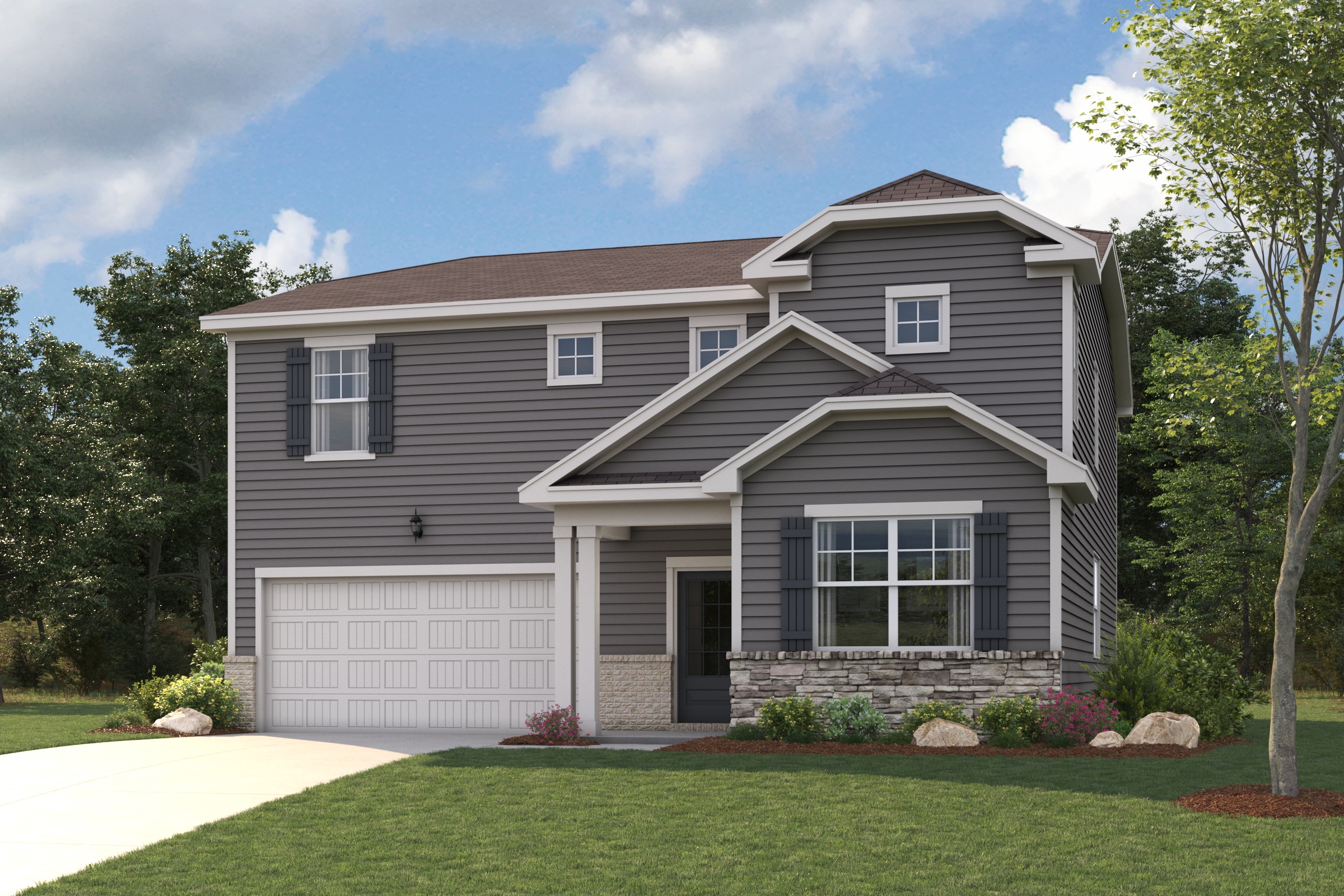 A house with a garage.