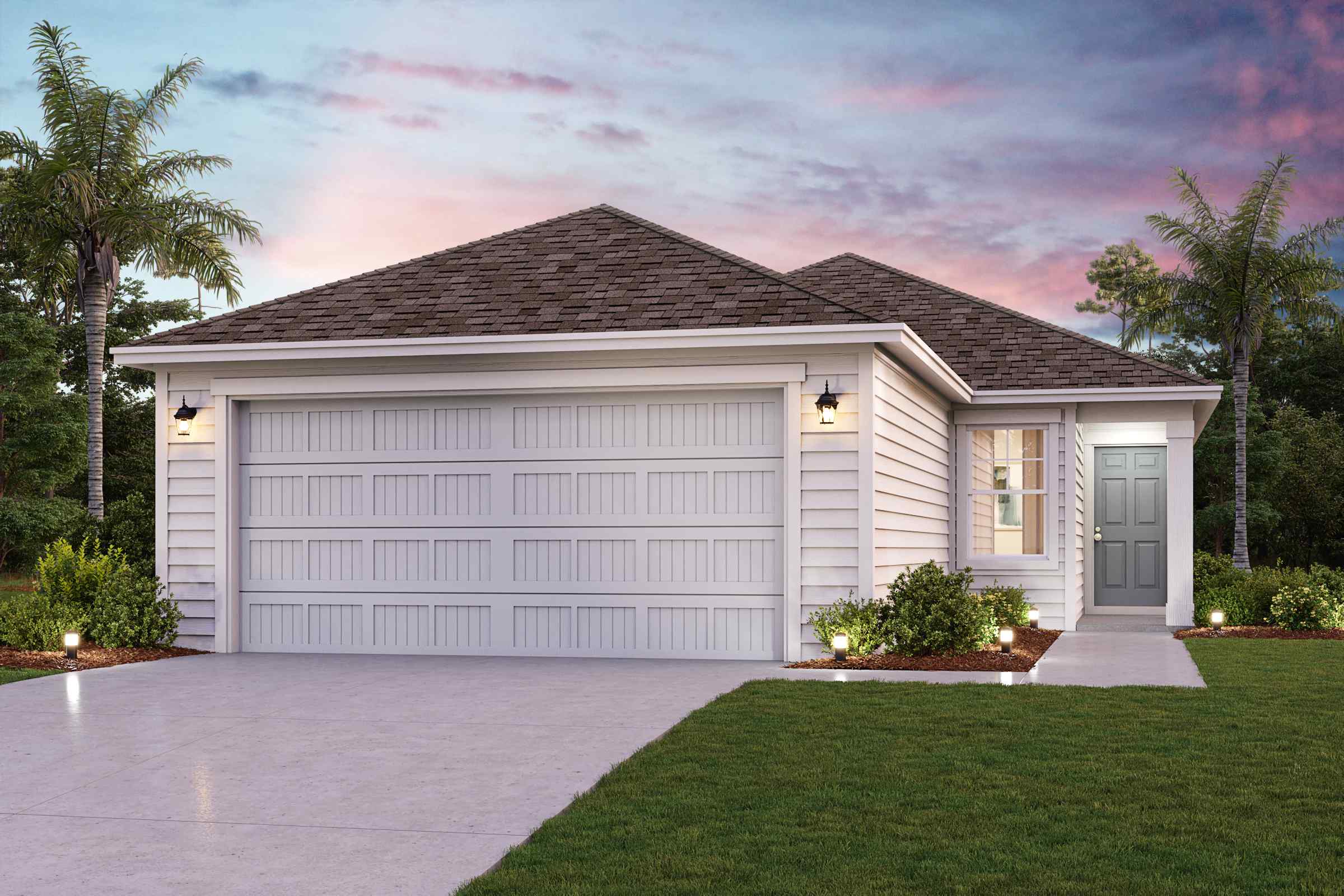 A house with a garage.