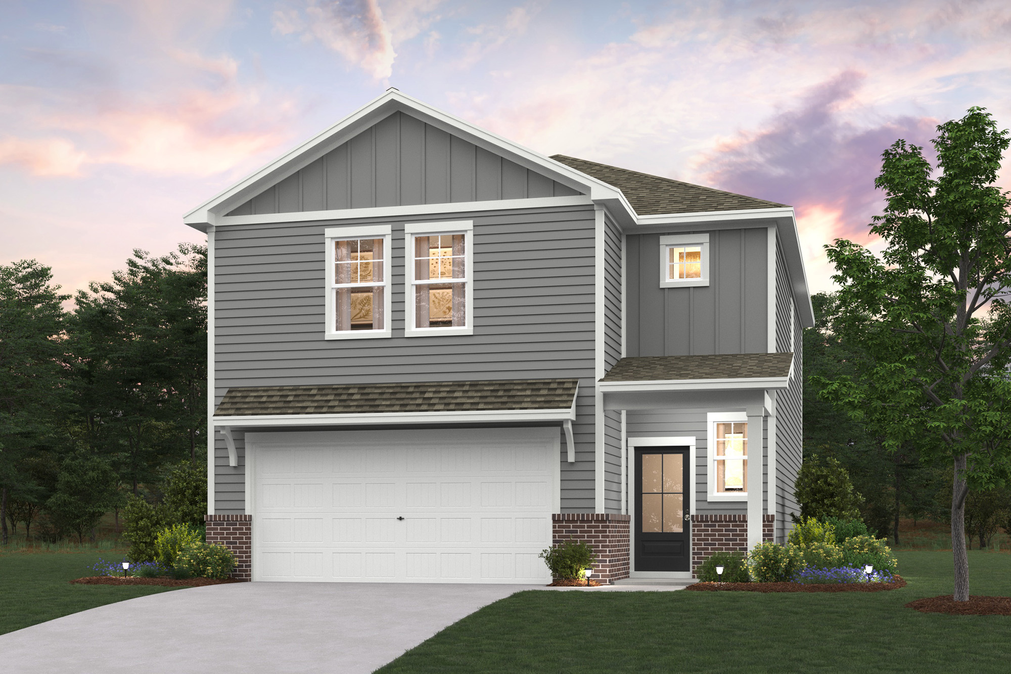 A house with a garage.