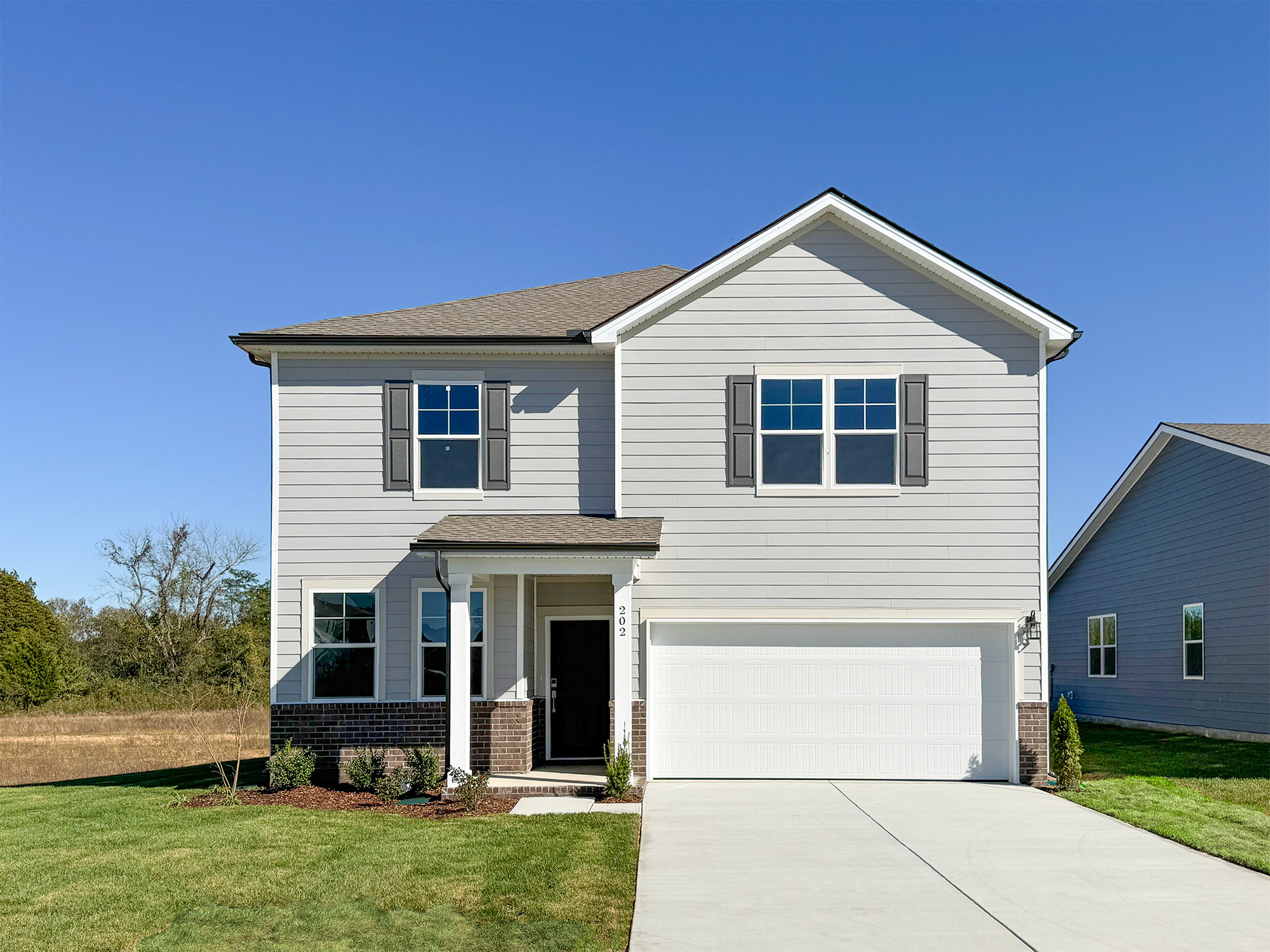 A house with a garage.