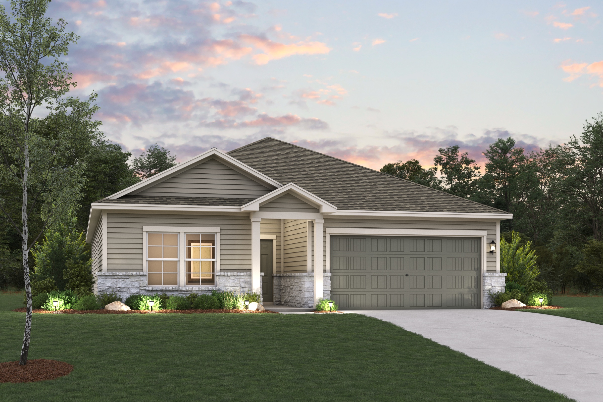 A house with a driveway.