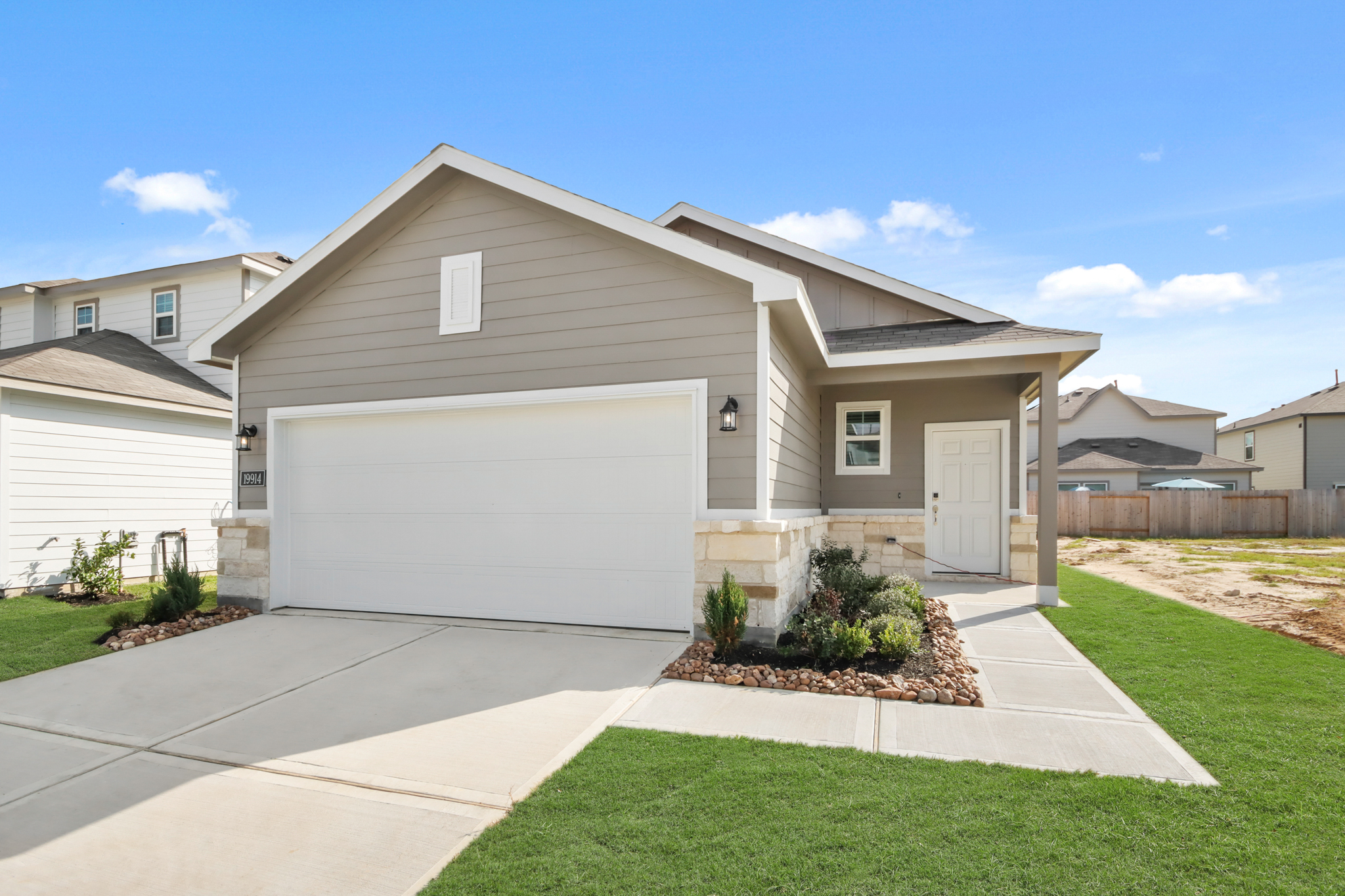 A house with a garage.
