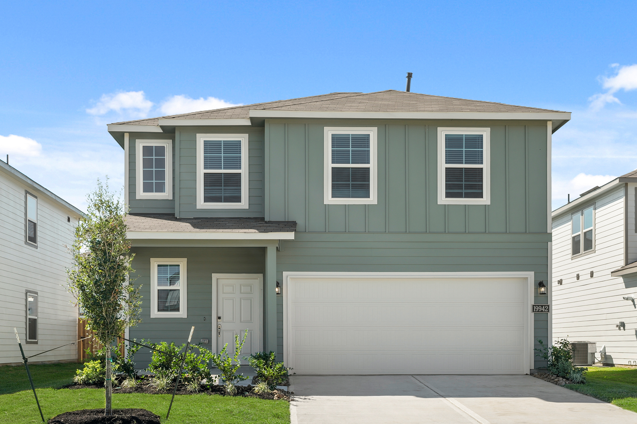 A house with a garage.