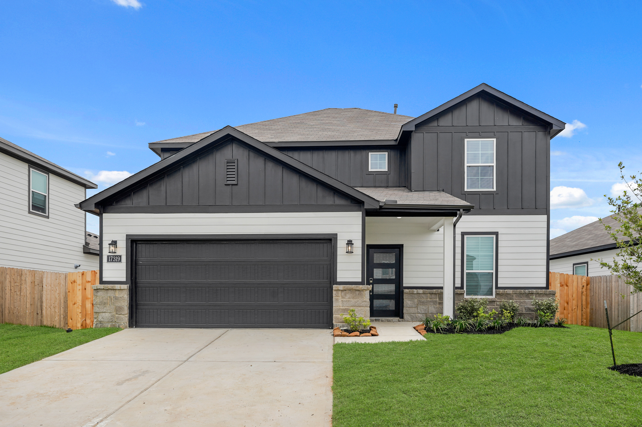 A house with a garage.