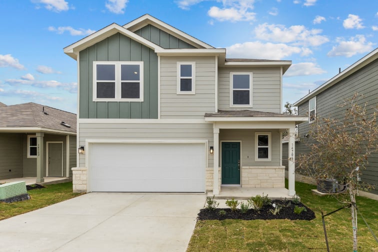 A house with a garage.