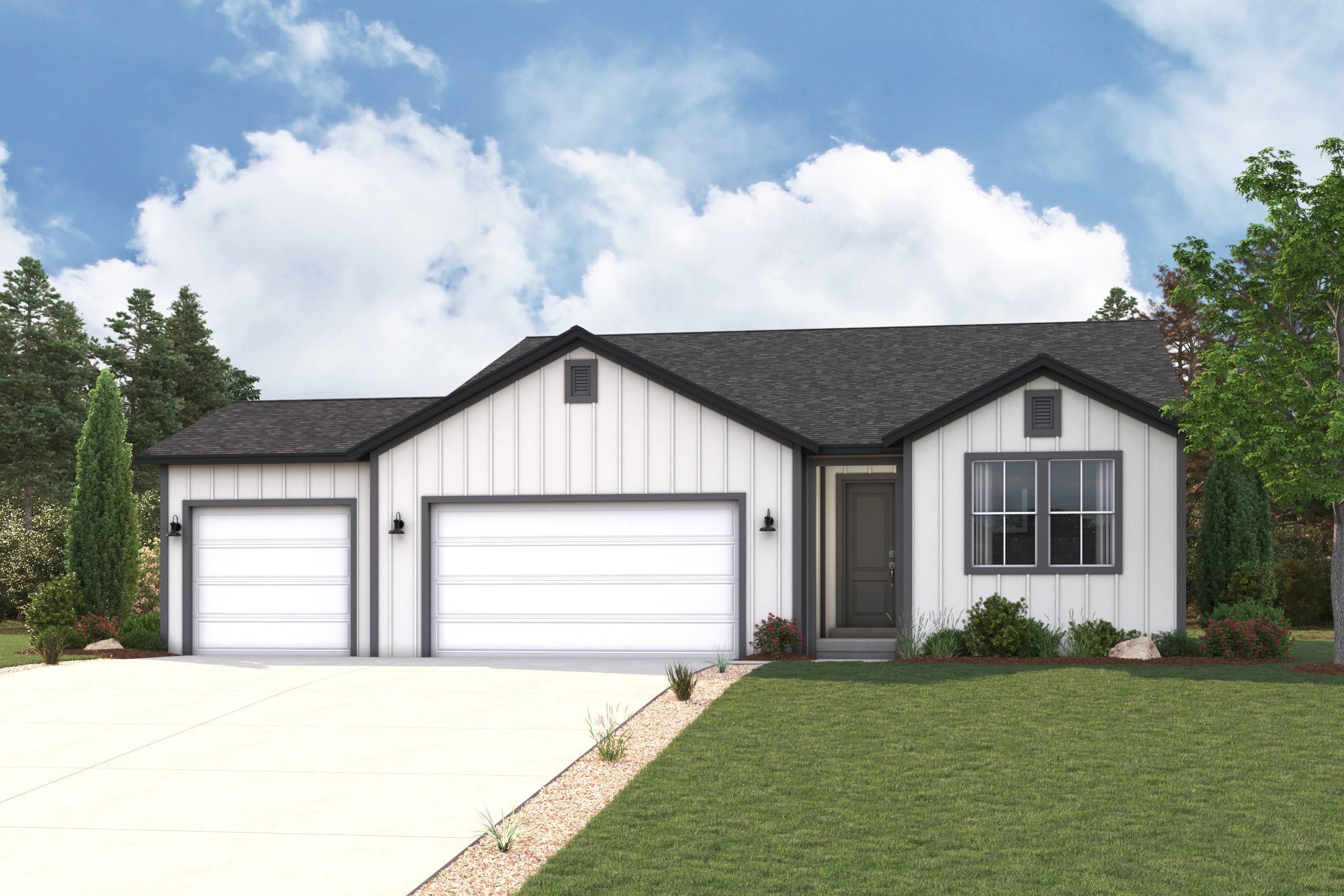 A house with a garage.