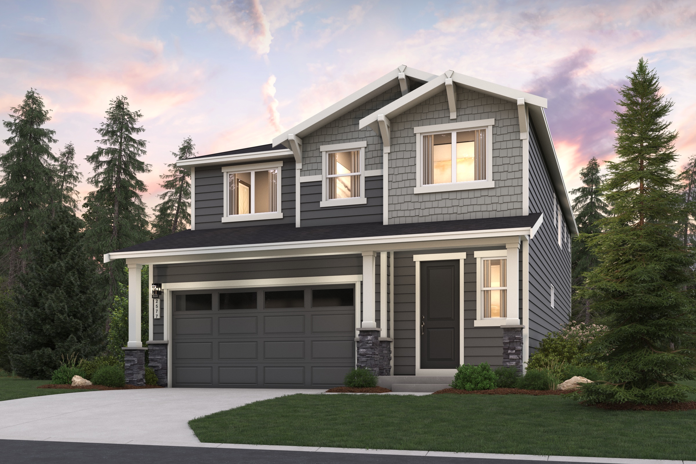 A house with a garage.