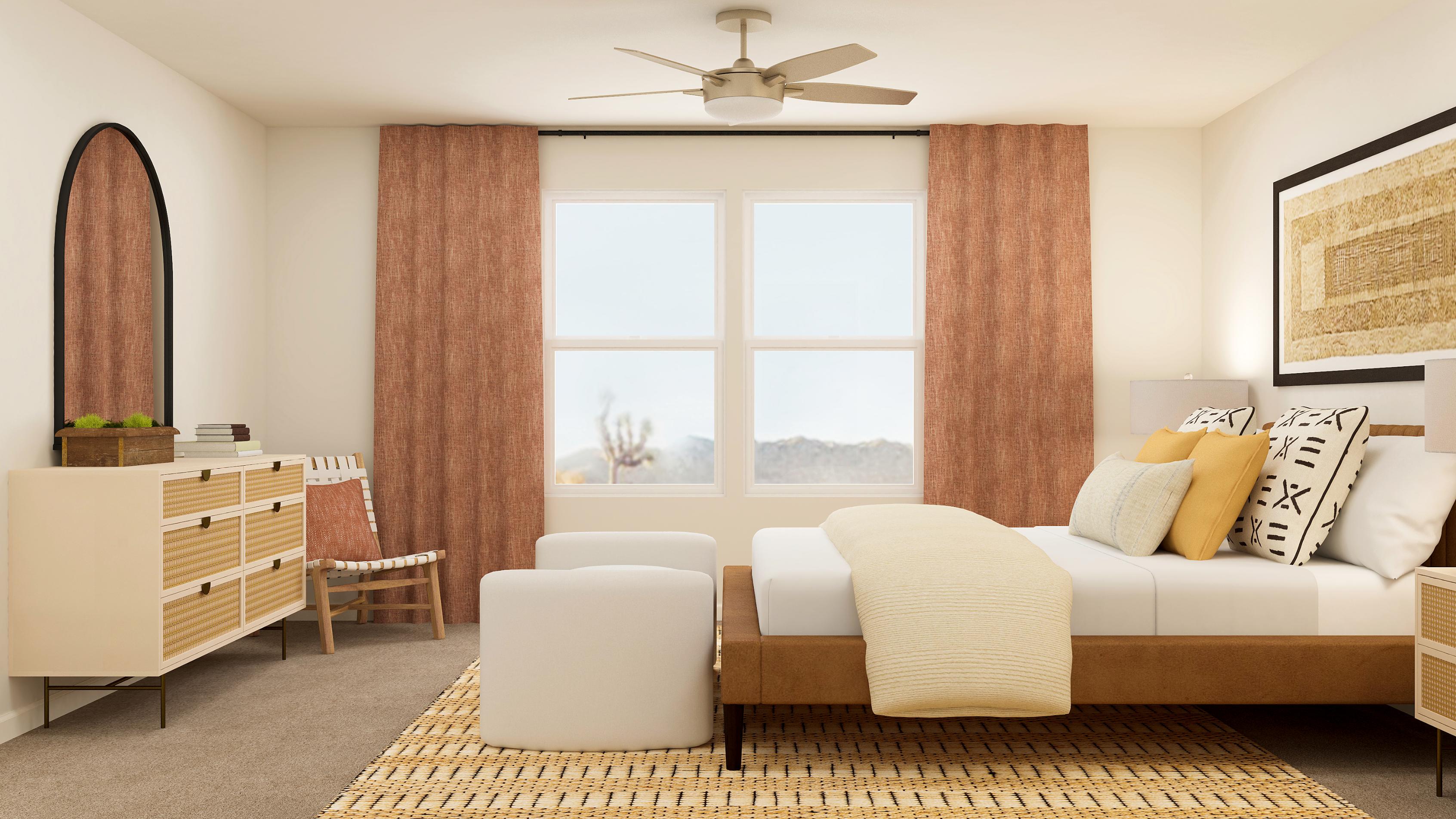 A living room with a large window.