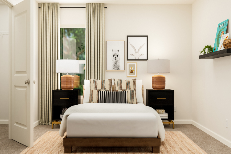 A white couch in a room.