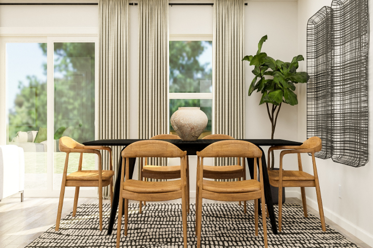 A table with chairs around it.