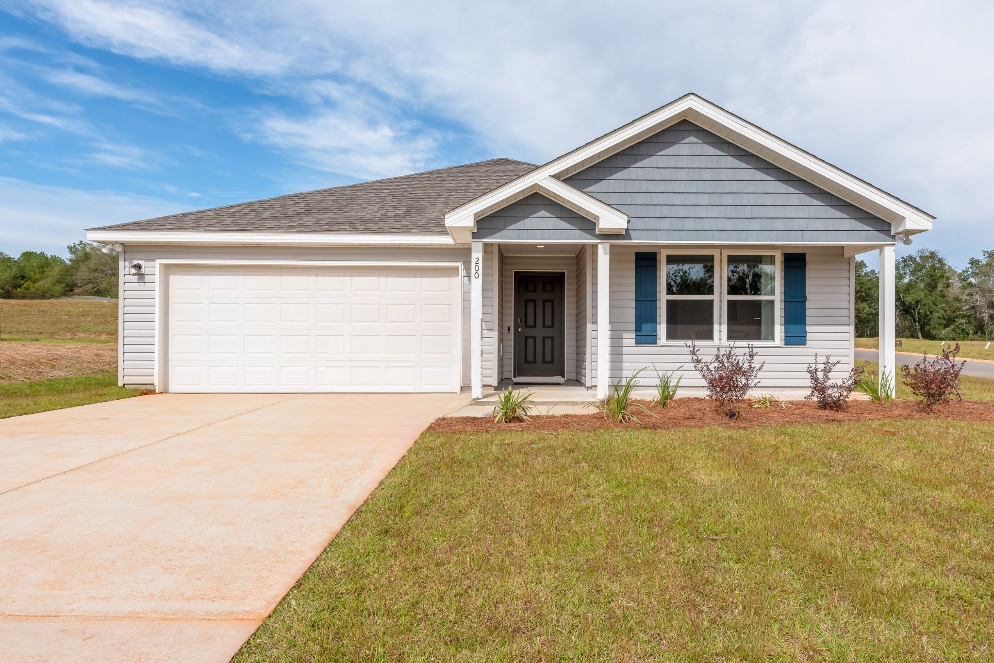 A house with a garage.