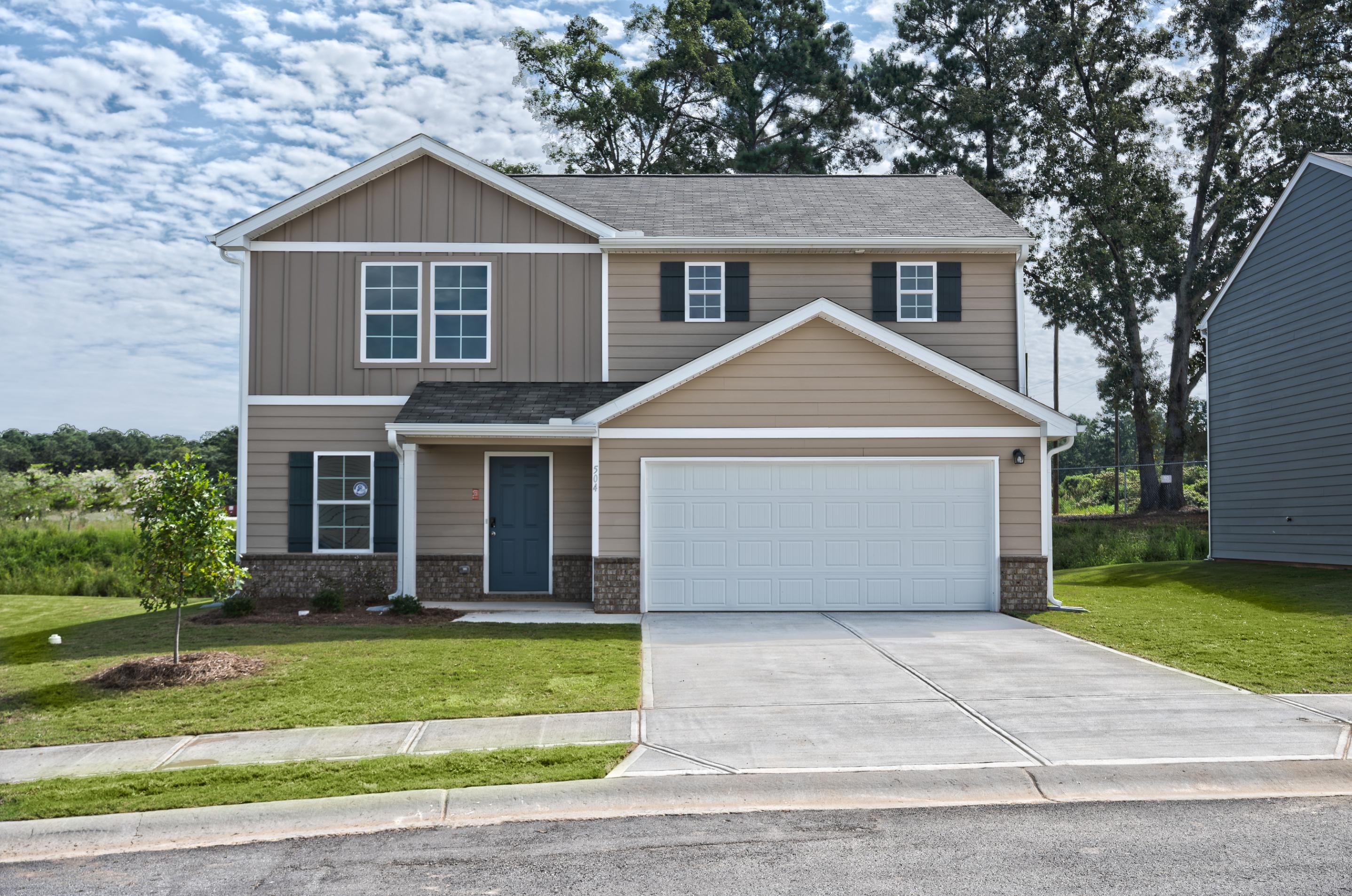 A house with a garage.